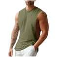 thumbnail image 2 of JTSRKL Mens Cut Off Tank Tops Sleeveless Loose Fit Soft Breathable Summer Gym Shirts Fast Drying Lightweight Daily Workout Comfort Muscle Tees Army Green XXL, 2 of 5