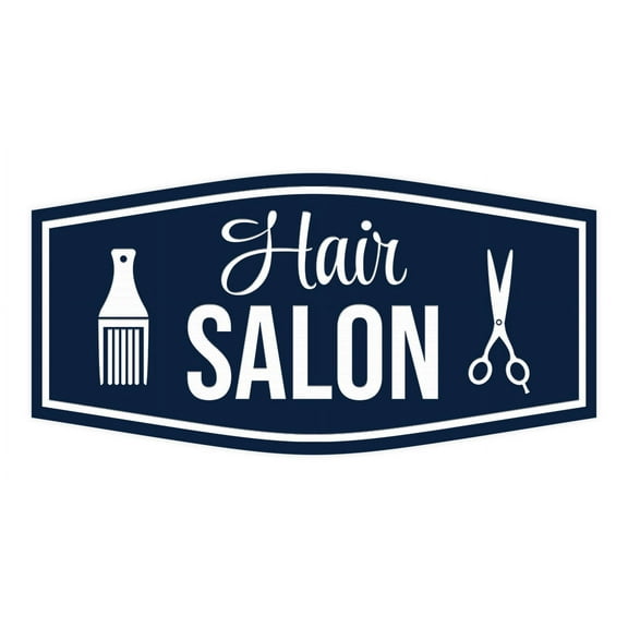 Signs ByLITA Fancy Hair Salon Easy Installation | Durable Construction | Barbers | Grooming and Styling | Hair Sign (Navy Blue / White) - Large