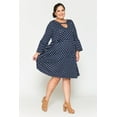 thumbnail image 2 of Women's Plus Polka Dot Dress with Long Bell Sleeves, 2 of 4