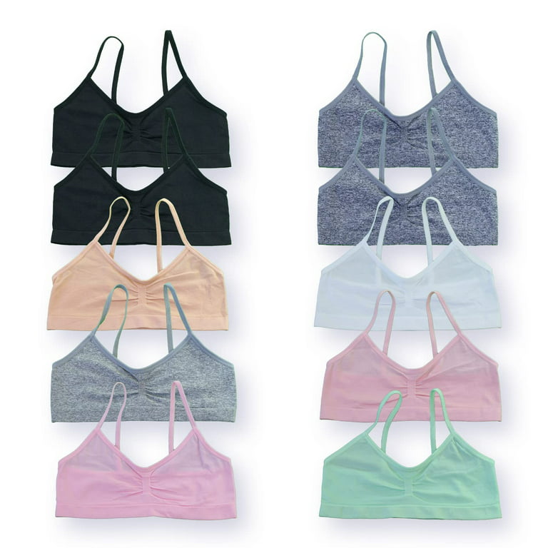 White Ivy Assorted Cozy-Fit Cami Training Bras For Girls; Bralettes for  Girls 10 Pack
