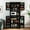 Black, variant on HLR 72" Kitchen Pantry with Shelves, Black Freestanding Storage Cabinet with Microwave Stand