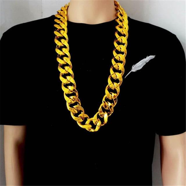 Collier Déclaration Rétro en Or pour Rappeur Punk Hop, Bijou et Accessoire Amusant
