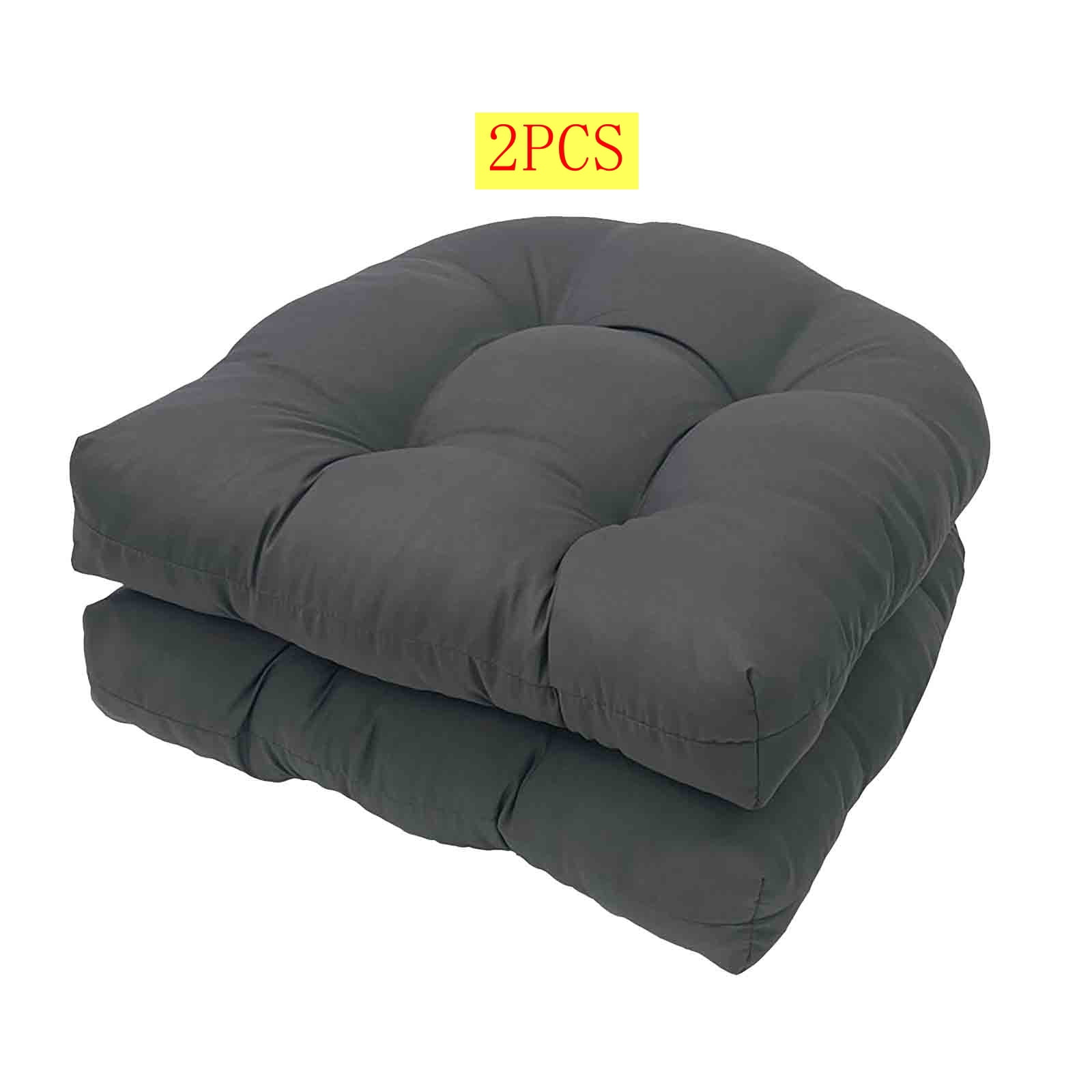 Bxaolu 2PCS Tufted Seat Cushion, 19''x19'' Outdoor Indoor U-Shape Cushions for Chair Seat, Rocking Chair Cushion Pad Sets for Patio Garden Home Office Furniture (Dark Gray)