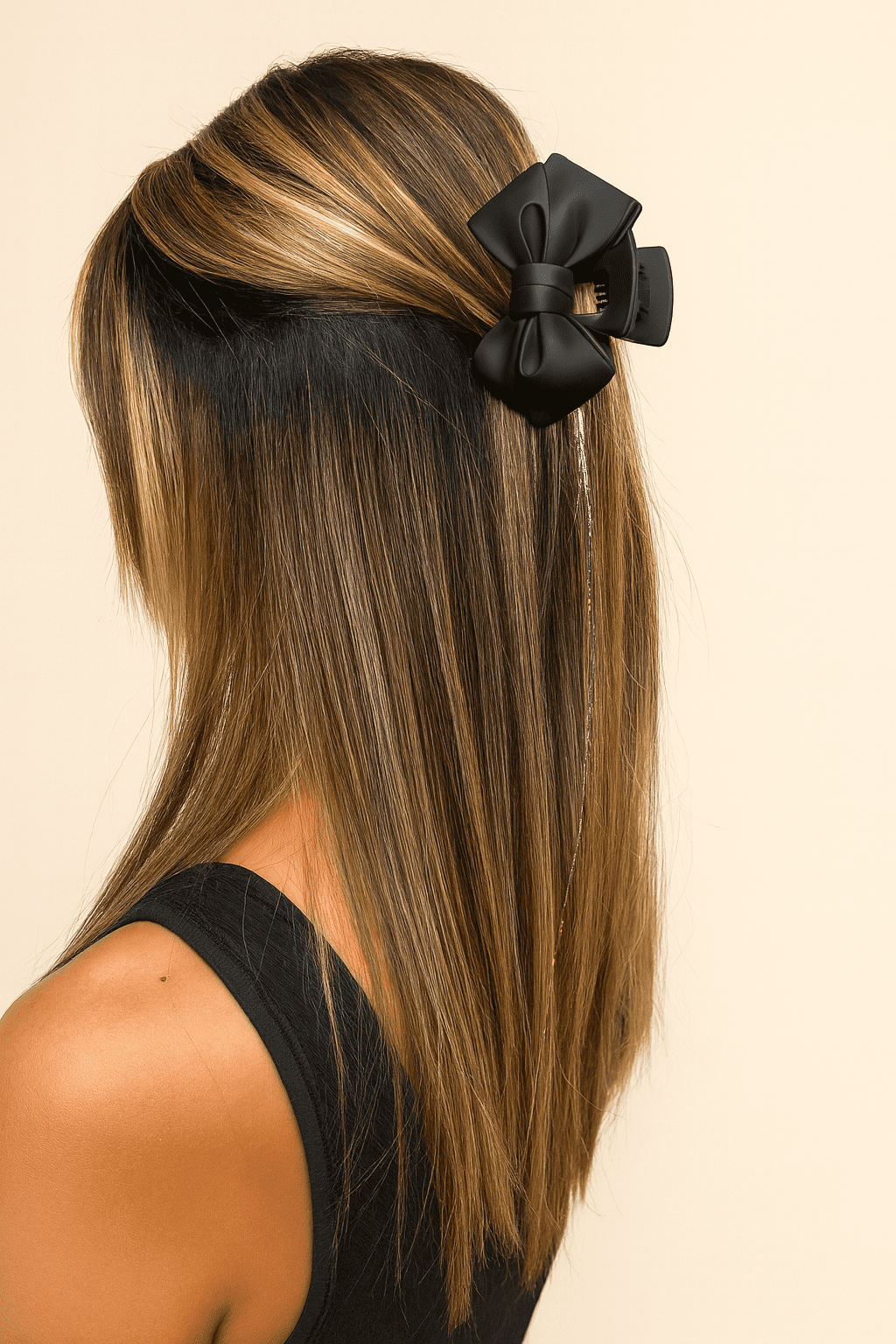 Mane Street Couture Classic Matte Black Bow Hair Claw Clip