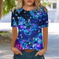 thumbnail image 2 of Gibobby Camiseta de manga corta para mujer Camiseta manga corta con cuello redondo y estampado moda informal para mujer(Azul,CH), 2 of 4