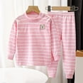 thumbnail image 2 of Lovzfmll Striped Bear Print Jogger Set, Long Sleeve Round Neck Top & Jogger Pants for Boys & Girls, Casual Outfits for Newborn 0-6 Months, 2 of 7