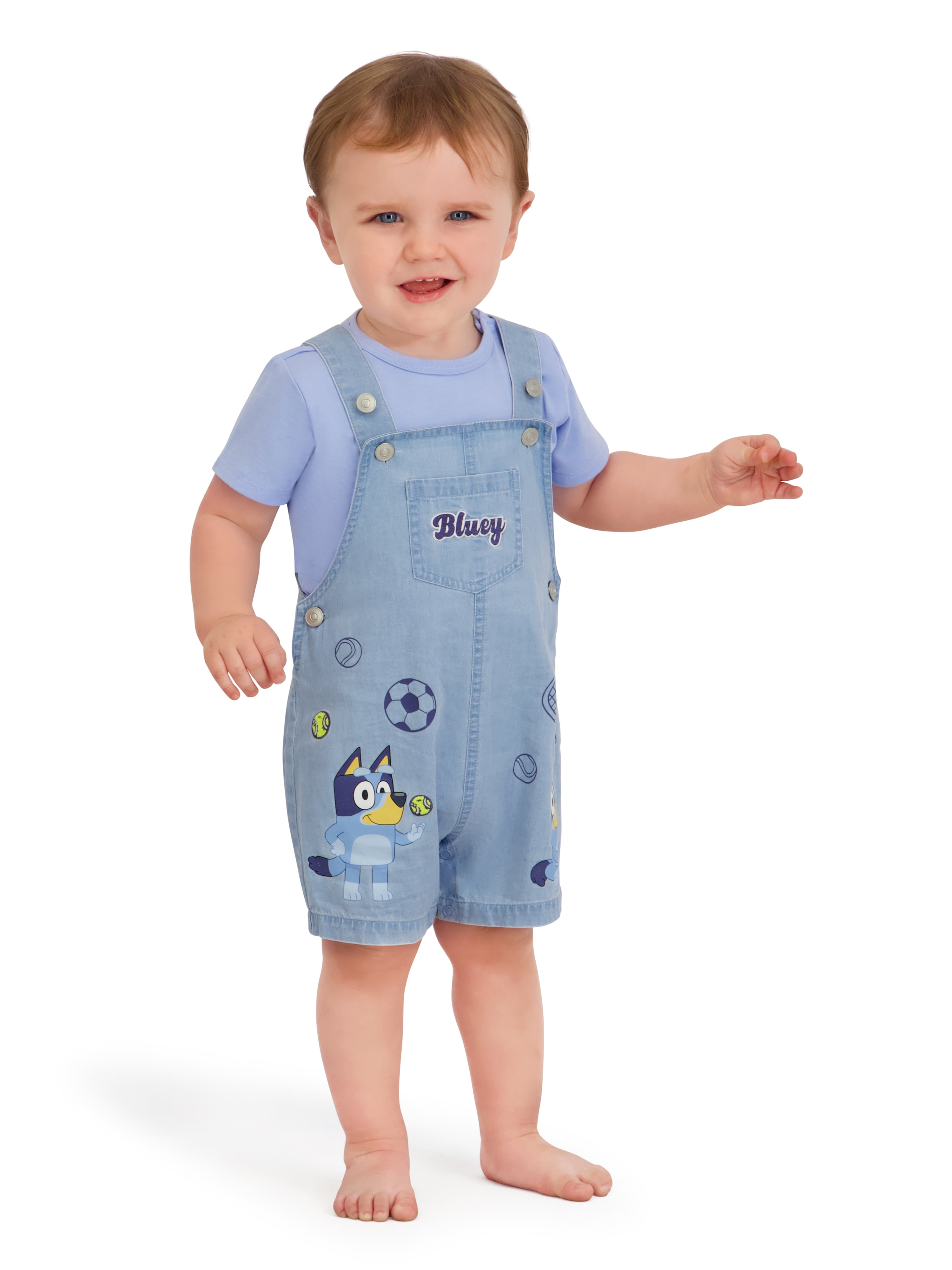 Bluey Baby Boy 2 Piece Shortall Set, Sizes 0-24 Months