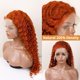thumbnail image 2 of Peluca DJFG Ginger de pelo humano, 76 cm, densidad 200, naranja, rizado, 2 of 8