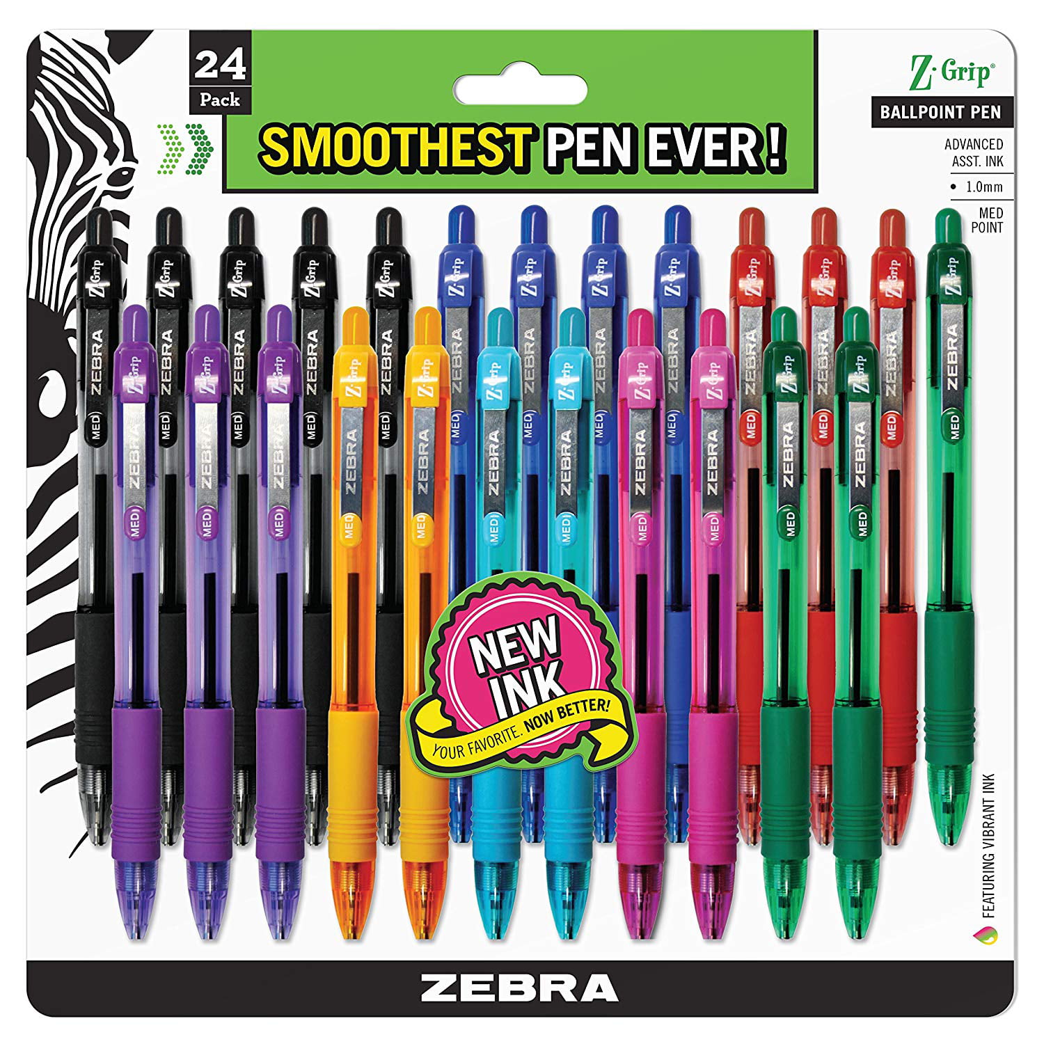 Economy Pack of 40 Assorted Colours Z-Grip Retractable Ballpoint Pen