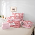 thumbnail image 4 of Bow Knot Bedding Set King Size 7 Piece,Cute Castle Room Decor Bed Set,Princess Bow Clouds Printed Kids Teens Bedding Bed Sets,Pink White Dreamy Retro Bed Sheets Set Bed in a Bag, 4 of 5