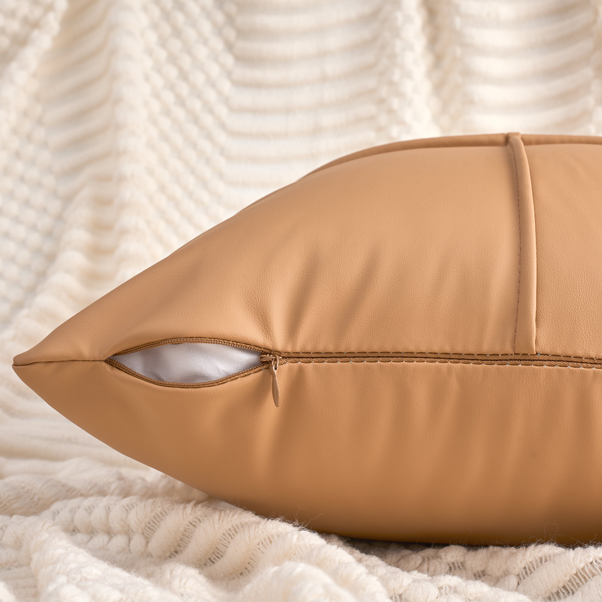 Unique Bargains Set of 2 Square Throw Pillow Covers Decorative Cases Apricot Yellow