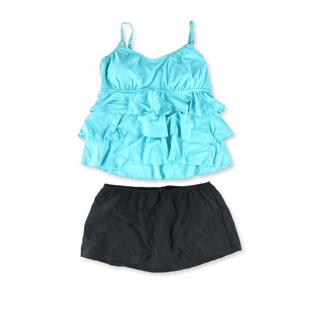 Bandeau de 2 piezas con falda de 3 niveles para mujer de Island Escape, verde, 20W Island Escape Bandeau