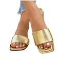 thumbnail image 6 of Byworldtasic Leather Flat Sandals For women Square Open Toe Slide Sandals Casual Summer Shoes, 6 of 6
