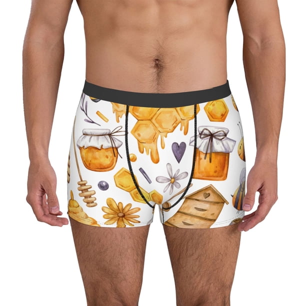 Balery Honey Bee Set Calzoncillos bóxer para hombre, ropa interior de algodón suave y transpirable con cinturilla de nailon-X-Large