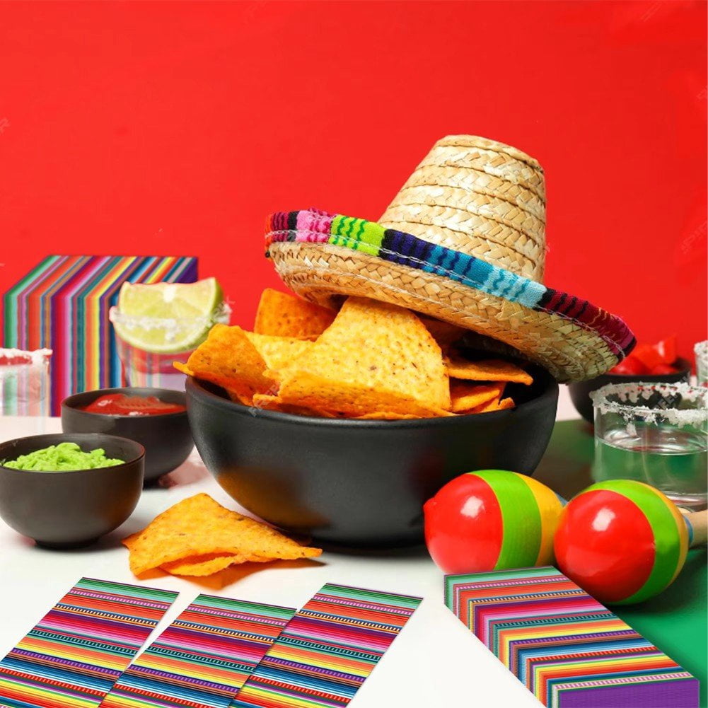 Yvsxxv 100 Pack Mexican Fiesta Guest Napkins Mexican Themed Colorful Dinner Napkins Mexico Fiesta Paper Hand Towel for Cinco De Mayo Fiesta Tableware Baby Shower Birthday
