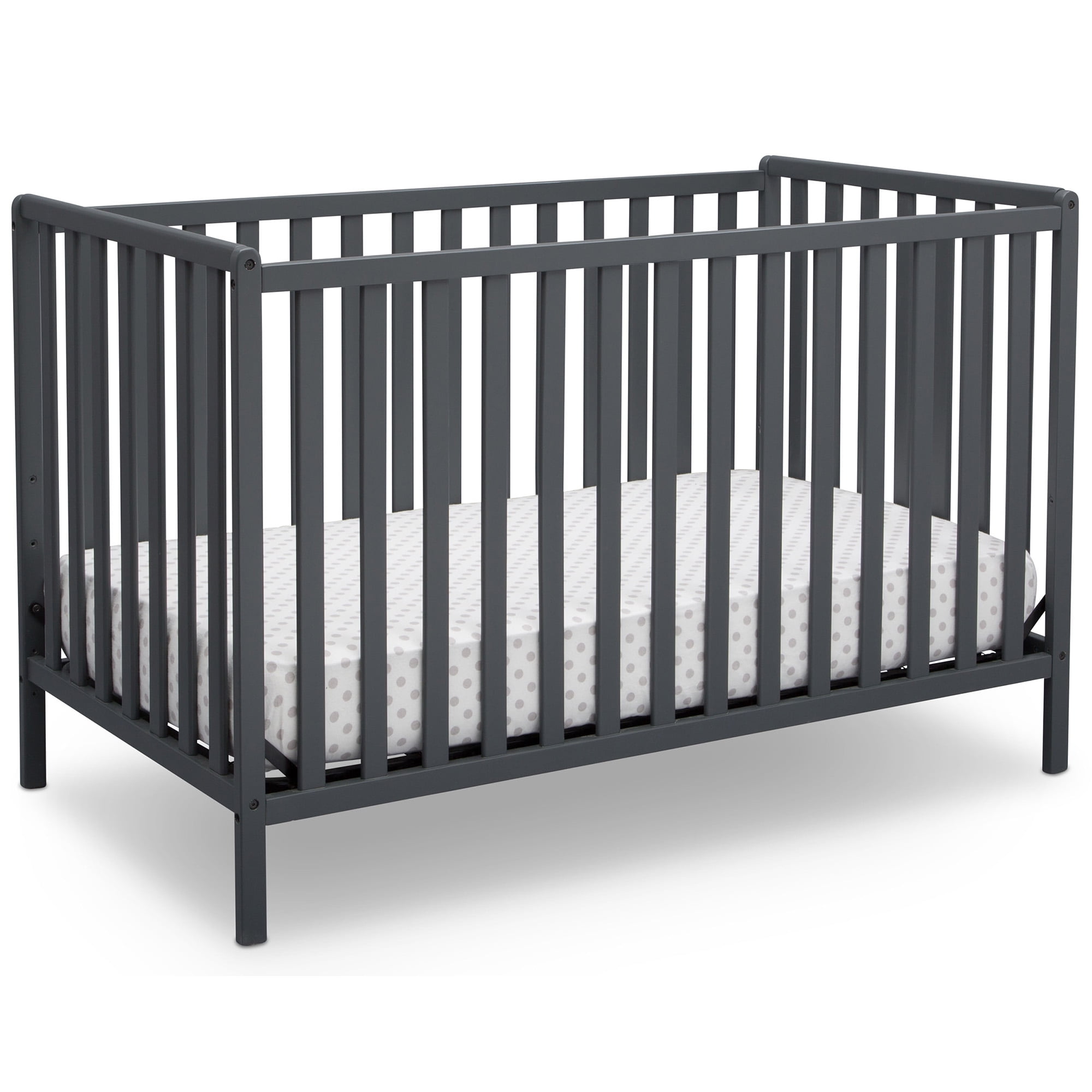 Delta Children Heartland 4-in-1 Convertible Baby Crib, Charcoal Gray