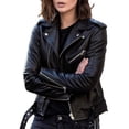 thumbnail image 2 of CENL Women Biker Jacket Slim Ladies Faux PU Leather Zip Fashion Formal Coat Plus Size, 2 of 9