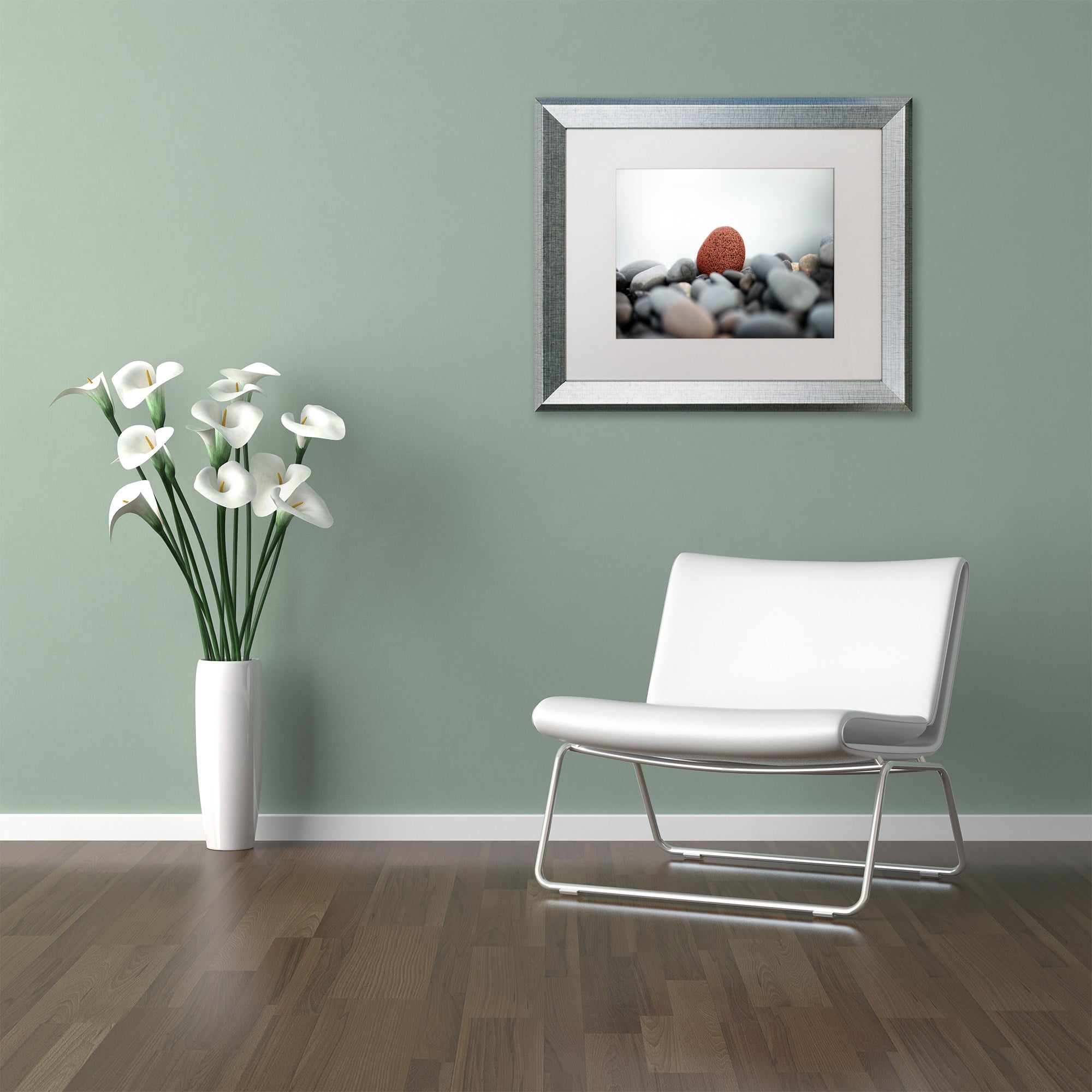 Trademark Fine Art "Red Stone" Canvas Art by Philippe Sainte-Laudy White Matte, Silver Frame