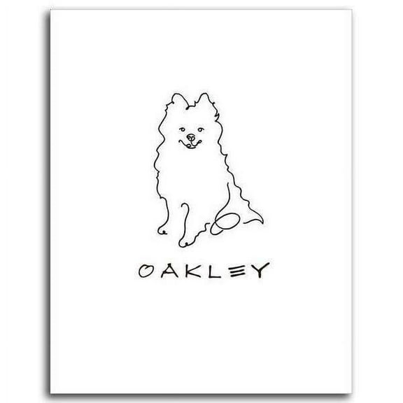 Personalized Hand-Crafted Pomeranian Line Drawn Style Block Mount