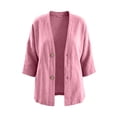 thumbnail image 4 of BRELIL Women's 3/4 Sleeve Button Down Cardigan Open Front Casual Shacket Fall Outfit Loose Knit Top for Women Autumn Vacation, Pink M, 4 of 8
