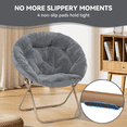 thumbnail image 6 of Magshion Set of 2 Saucer Chair Soft Faux Fur Folding Accent Chair, Lounge Lazy Chair Moon Chair Seat with Metal Frame for Bedroom Living Room, Gray, 6 of 10
