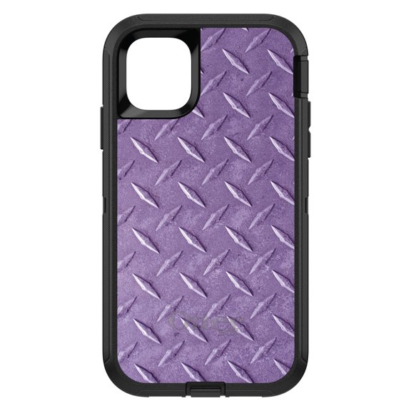 DistinctInk OtterBox Defender Custom Case for Apple iPhone 15 (6.1" Screen) - Printed Diamond Plate Image - Slim Profile Design