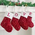thumbnail image 1 of Lubelski Christmas Stocking Hand Knitted Embroidered Letters Unique Shiny Design Large Size Christmas Decorations Stocking, 1 of 8
