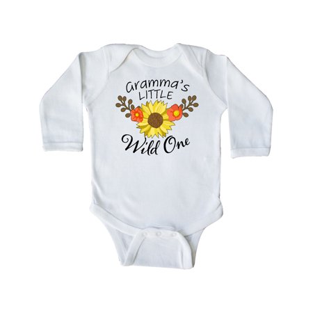 

Inktastic Gramma s Little Wild 1 with Beautiful Sunflower Gift Baby Boy or Baby Girl Long Sleeve Bodysuit