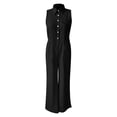 thumbnail image 4 of Chuancc Womens V Neck Jumpsuit Casual Loose Tank Sleeveless Overalls Wide Leg Long Pants Romper with Pockets Black L, 4 of 5
