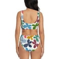 thumbnail image 3 of Rocae Colorful Butterflies for Bikini Set for Women Two Piece Sexy High Swimsuits Split Crossover Bikini Medium, 3 of 9