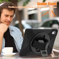 thumbnail image 4 of For iPad 11th 2025 11 inch/iPad 10th 2022 10.9 inch Case, 360 Hand Strap, Shoulder Strap, Kickstand, Rugged Drop Protection, Black, 4 of 7