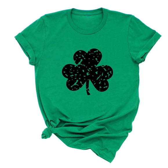 Meichang Women's St Patrick's Day Tees Lucky Shamrock Printed Retro Irish Tops Casual Round Neck Shirt Loose Comfy Short Sleeve Pullover Shirts for Women Saint Patricks Day Gifts Top