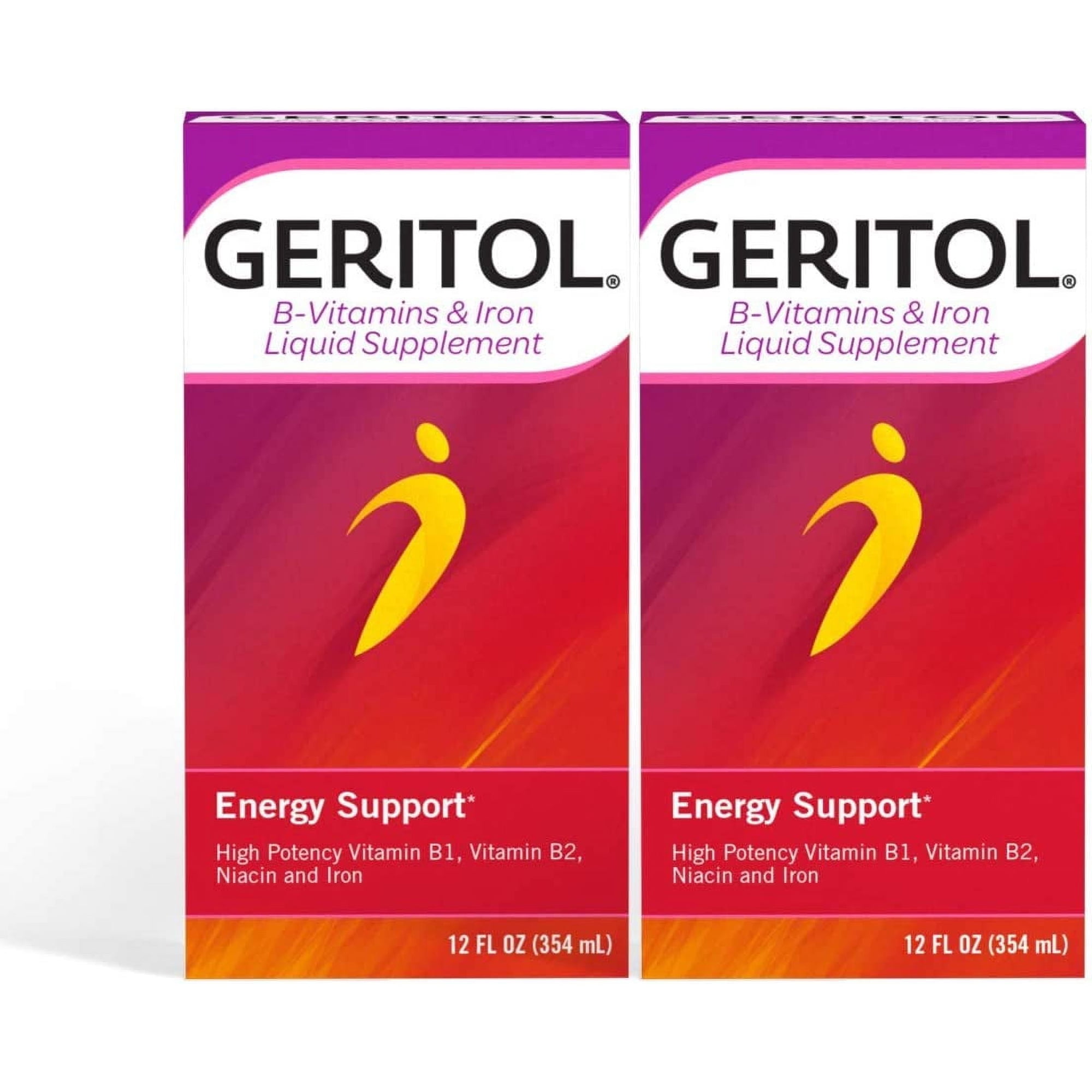 Geritol B-Vitamins and Iron Liquid Supplement, 12-Ounce, 2 Count