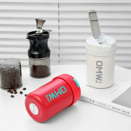 

Hesroicy 400ml Insulated Bottle Heat Resistant Leak-proof Sealed Portable Cute 304 Stainless Steel Vacuum Flask with Straw for Home