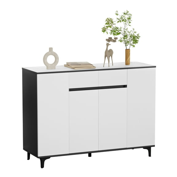 ZNNT Sideboard, Kitchen Storage Dining Buffet Cabinet with Drawers and Doors, White