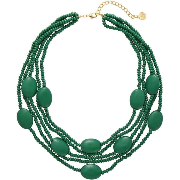 Multi Quality Color 5 Layers Wood Beads Strand Statement Necklace for Women Chunky Collar (N0019)[f038]