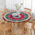 thumbnail image 3 of Ethnic Inspired Symmetrical Mandala Round Table Cover Waterproof Elastic Edge Windproof Tablecloth for Outdoor Use, 3 of 6