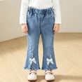 thumbnail image 4 of Gfyviroh Little Girls Bootcut Jeans Cute Casual Split Hem Elastic Waist Pants with Pockets Toddler Trousers 6M-5T, 4 of 6