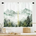 thumbnail image 2 of Green Mountain Kitchen Curtains, Nature Landscape Forest Trees Sage Green Kitchen Decorations Window Curtain Drapes, Soft Fabric Window Treatment Sets 2 Panels, 28''''W x 36''''L, 2 of 6