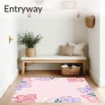 thumbnail image 3 of ODIKA 3'x5' Machine Washable Non-Slip Area Rug, Botanical Dreamscape with Watercolor Petal Motifs and Whimsical Flourishes High Traffic Rug with Pad, Pink, 527797, 3 of 8