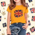 thumbnail image 2 of AUNVITO Kids British Flag Print Casual Loose Fit Round Neck Short Sleeve T-Shirt Comfortable Top, 2 of 4