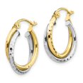 thumbnail image 3 of 10K Gold Yellow & White Gold Twist Hoop Earrings Jewelry 17 x 4mm, 3 of 3