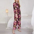 thumbnail image 3 of Yiaed Rose Flowers Print Pajamas Women's Long Sleeve Sleepwear Soft Button Down Loungewear Pjs Lounge Set Nightwear Womens Pajama Pants-Large, 3 of 7