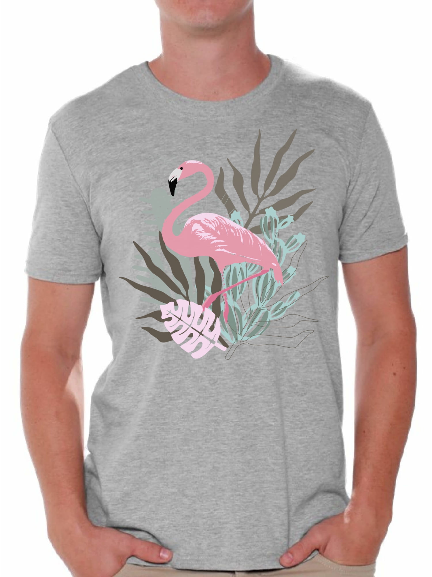 Awkward Styles Floral Flamingo T Shirt for Men Summer Mens Shirts Pink ...