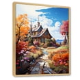 thumbnail image 2 of Designart "Cottage Landscape Retreat in Fall III" Landscapes Framed Wall Art - Coastal Orange Landscape Cottage Entryway Framed Wall Art Print, 2 of 6