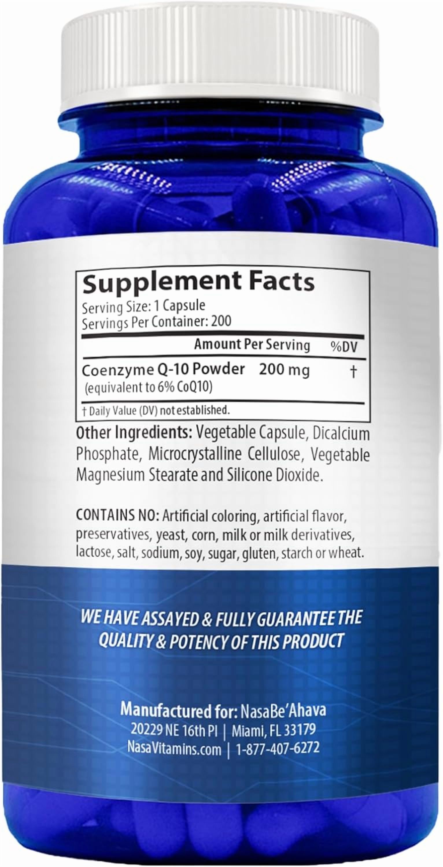 NasaBeahava CoQ10 Supplement, Vegan Coenzyme Q10 for Skin, Heart & Energy, 200mg, 200 Capsules