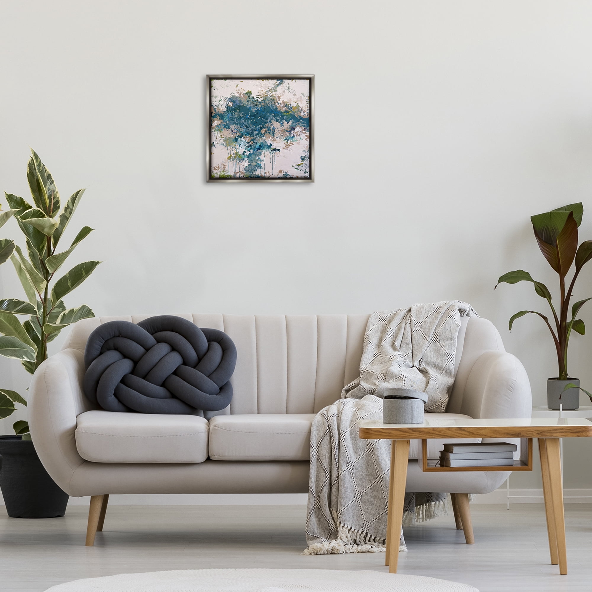 Stupell Industries Chaotic Paint Drip Abstract Abstract Painting Gray Floater Framed Canvas Art Print Wall Art, 18 x 18