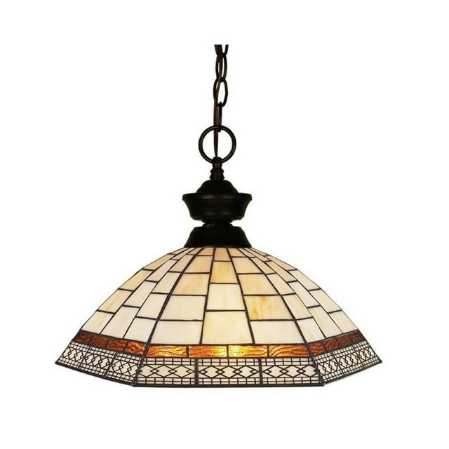 Z-Lite 100701BRZ-Z14-35 1-Light Pendant Light with Bronze Finish, Multi Colored Tiffany