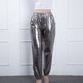 thumbnail image 5 of up to 60% off Gifts Usmixi Womens Leather Pants Night Party Club Fashion Sparkly Street Long Pants Trendy Elastic Waist Loose Straight Trousers with Pocket Gray s, 5 of 7
