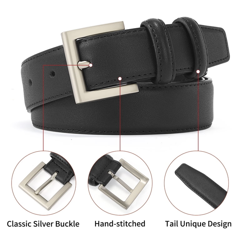 Sendefn Women's Slim Casual Leather Belt, Polished Buckle photo 2
